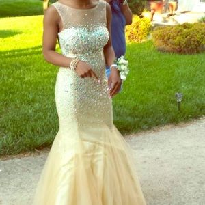 Champagne beaded Formal Dress